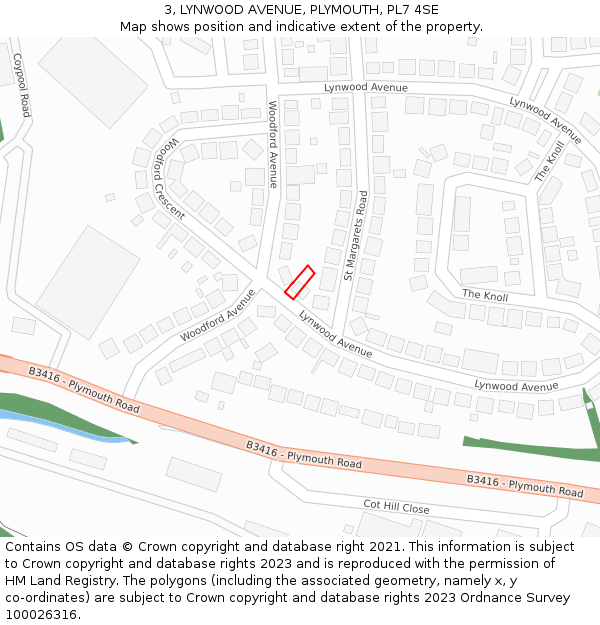 3, LYNWOOD AVENUE, PLYMOUTH, PL7 4SE: Location map and indicative extent of plot