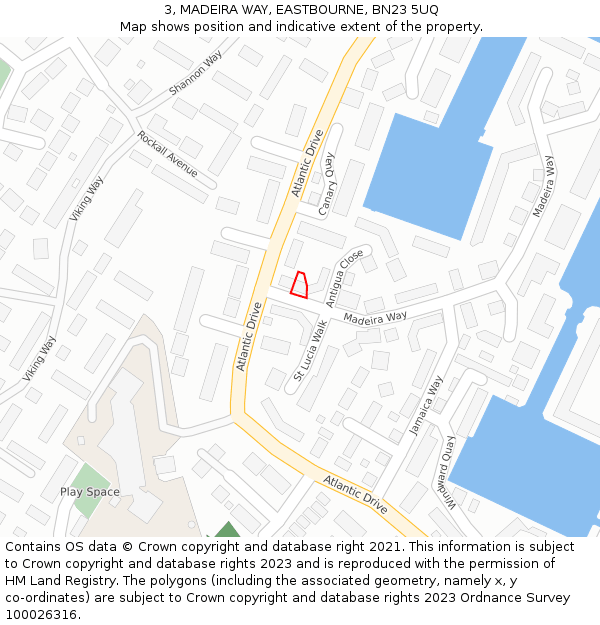 3, MADEIRA WAY, EASTBOURNE, BN23 5UQ: Location map and indicative extent of plot