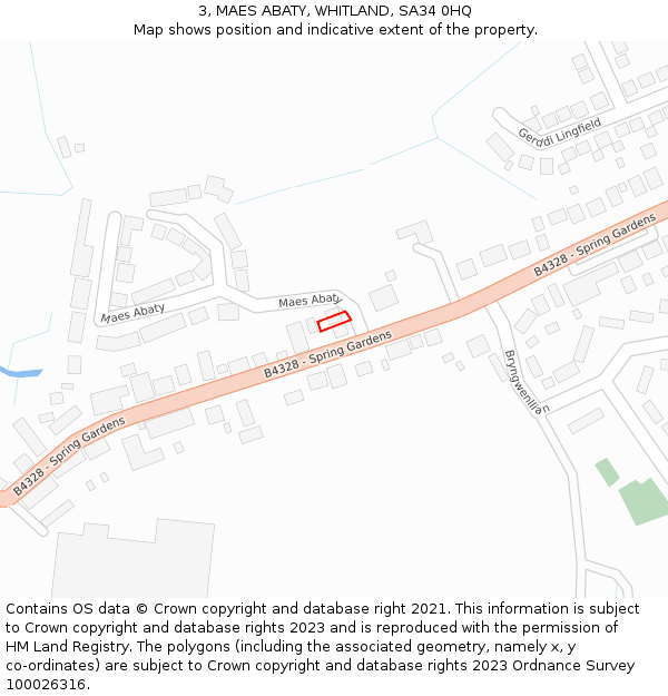 3, MAES ABATY, WHITLAND, SA34 0HQ: Location map and indicative extent of plot