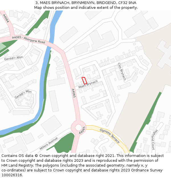 3, MAES BRYNACH, BRYNMENYN, BRIDGEND, CF32 9NA: Location map and indicative extent of plot