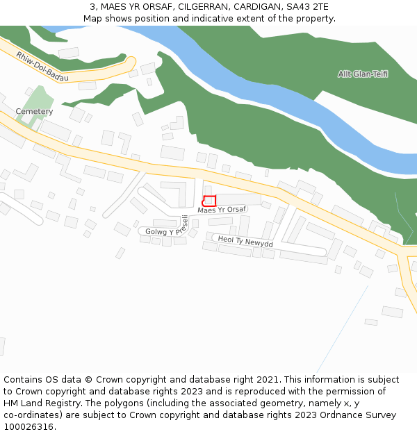 3, MAES YR ORSAF, CILGERRAN, CARDIGAN, SA43 2TE: Location map and indicative extent of plot