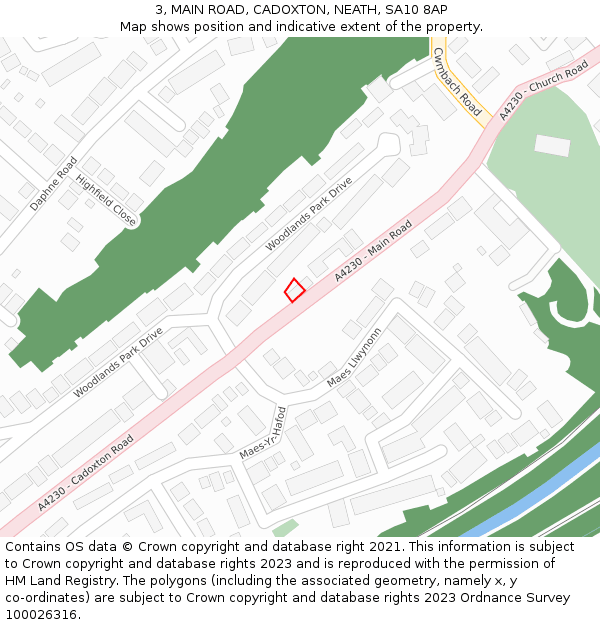 3, MAIN ROAD, CADOXTON, NEATH, SA10 8AP: Location map and indicative extent of plot