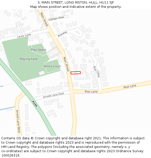 3, MAIN STREET, LONG RISTON, HULL, HU11 5JF: Location map and indicative extent of plot