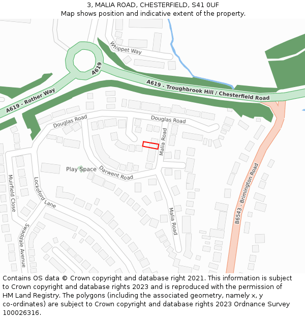 3, MALIA ROAD, CHESTERFIELD, S41 0UF: Location map and indicative extent of plot