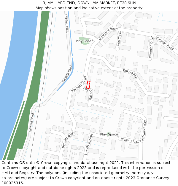 3, MALLARD END, DOWNHAM MARKET, PE38 9HN: Location map and indicative extent of plot