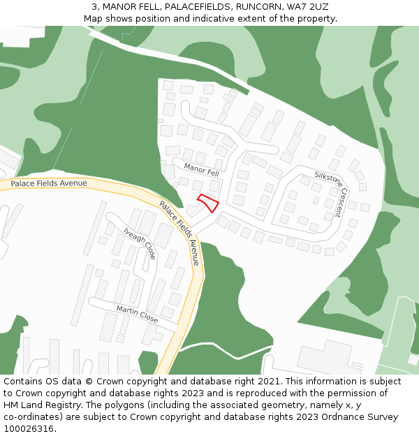 3, MANOR FELL, PALACEFIELDS, RUNCORN, WA7 2UZ: Location map and indicative extent of plot