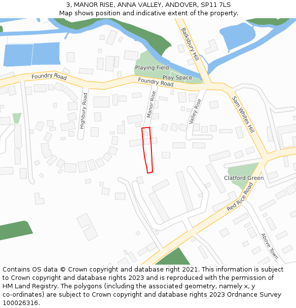 3, MANOR RISE, ANNA VALLEY, ANDOVER, SP11 7LS: Location map and indicative extent of plot