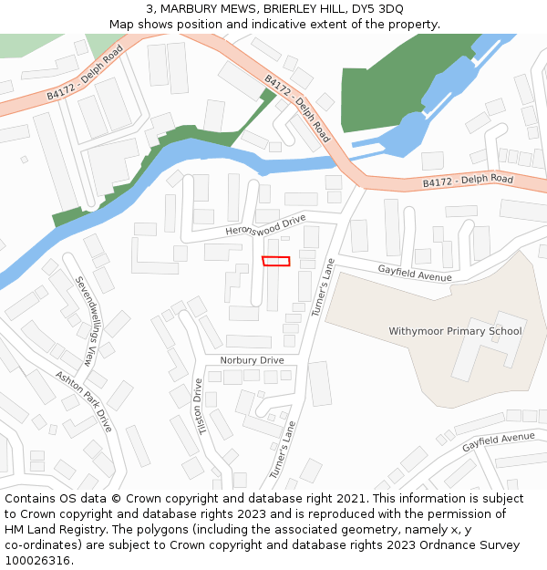 3, MARBURY MEWS, BRIERLEY HILL, DY5 3DQ: Location map and indicative extent of plot