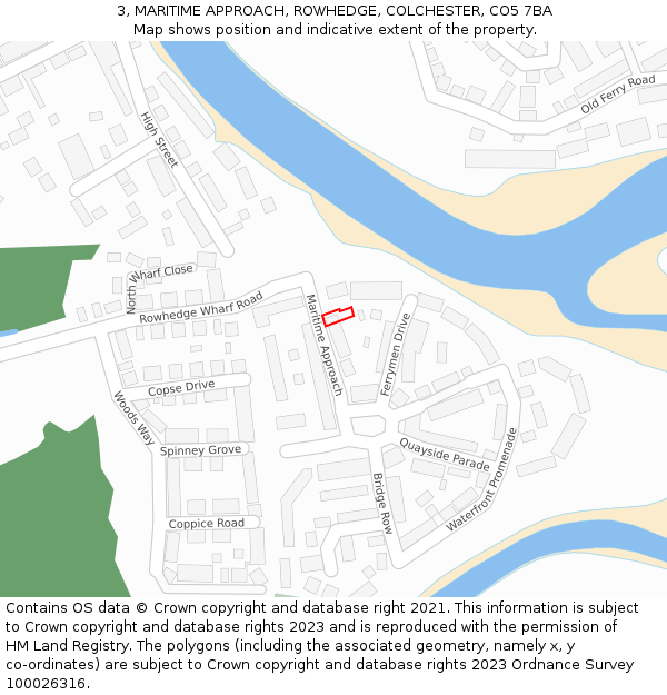 3, MARITIME APPROACH, ROWHEDGE, COLCHESTER, CO5 7BA: Location map and indicative extent of plot