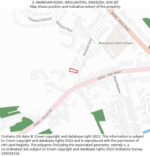 3, MARKHAM ROAD, WROUGHTON, SWINDON, SN4 9JT: Location map and indicative extent of plot
