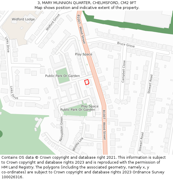 3, MARY MUNNION QUARTER, CHELMSFORD, CM2 9FT: Location map and indicative extent of plot