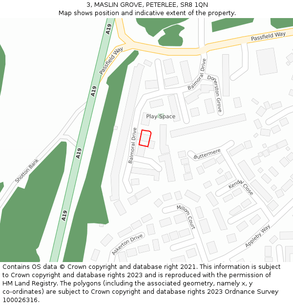 3, MASLIN GROVE, PETERLEE, SR8 1QN: Location map and indicative extent of plot