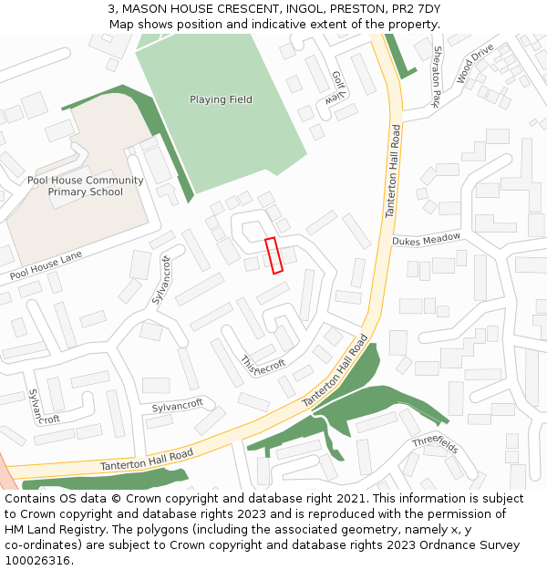 3, MASON HOUSE CRESCENT, INGOL, PRESTON, PR2 7DY: Location map and indicative extent of plot