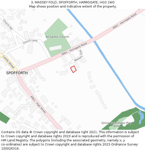 3, MASSEY FOLD, SPOFFORTH, HARROGATE, HG3 1WG: Location map and indicative extent of plot