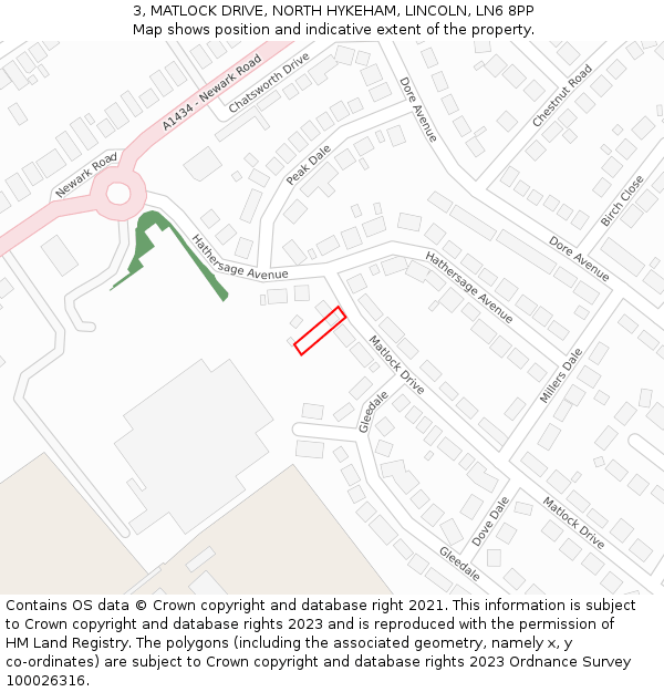3, MATLOCK DRIVE, NORTH HYKEHAM, LINCOLN, LN6 8PP: Location map and indicative extent of plot