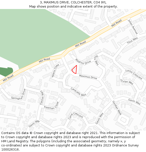 3, MAXIMUS DRIVE, COLCHESTER, CO4 9YL: Location map and indicative extent of plot