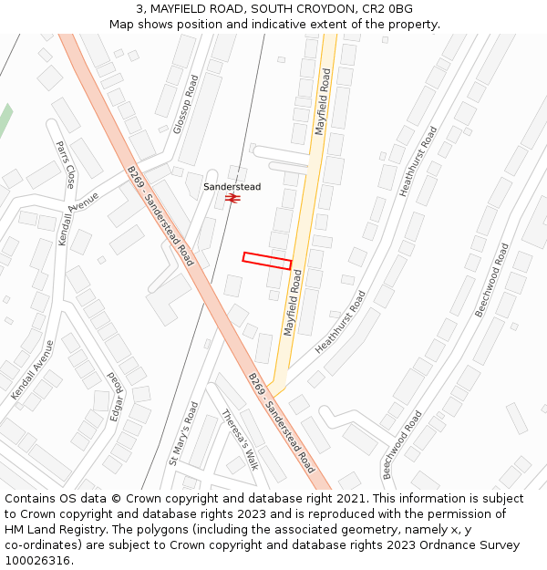 3, MAYFIELD ROAD, SOUTH CROYDON, CR2 0BG: Location map and indicative extent of plot