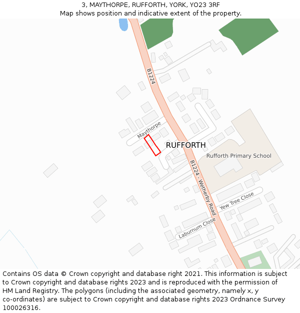 3, MAYTHORPE, RUFFORTH, YORK, YO23 3RF: Location map and indicative extent of plot