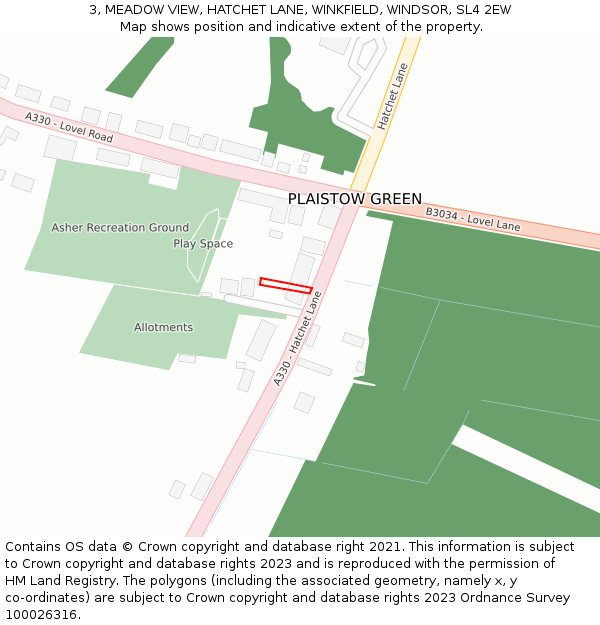 3, MEADOW VIEW, HATCHET LANE, WINKFIELD, WINDSOR, SL4 2EW: Location map and indicative extent of plot