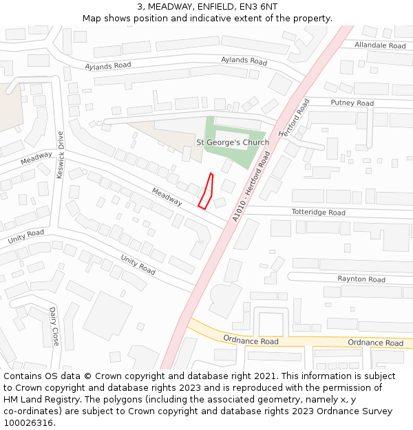 3, MEADWAY, ENFIELD, EN3 6NT: Location map and indicative extent of plot