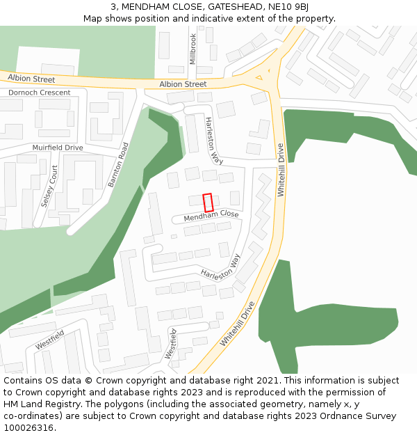 3, MENDHAM CLOSE, GATESHEAD, NE10 9BJ: Location map and indicative extent of plot