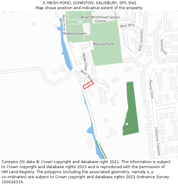 3, MESH POND, DOWNTON, SALISBURY, SP5 3NQ: Location map and indicative extent of plot