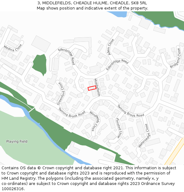 3, MIDDLEFIELDS, CHEADLE HULME, CHEADLE, SK8 5RL: Location map and indicative extent of plot