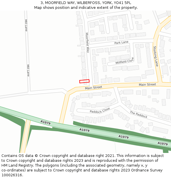 3, MOORFIELD WAY, WILBERFOSS, YORK, YO41 5PL: Location map and indicative extent of plot