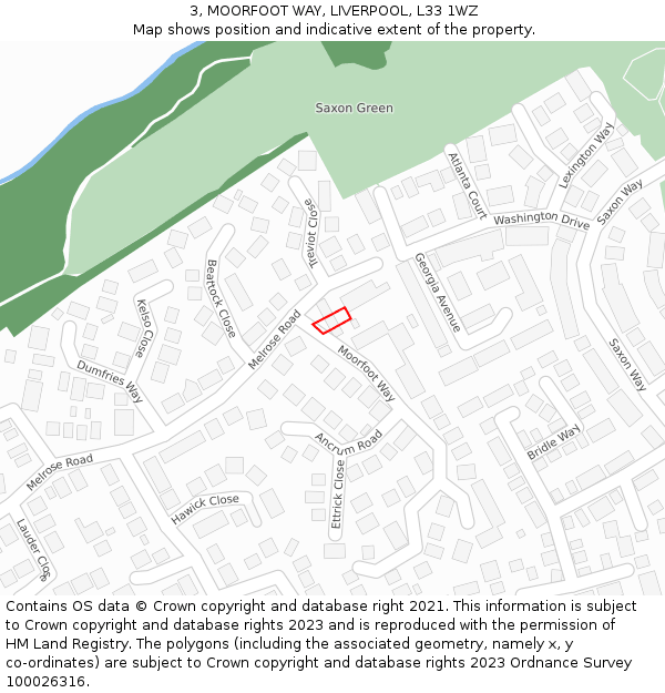 3, MOORFOOT WAY, LIVERPOOL, L33 1WZ: Location map and indicative extent of plot