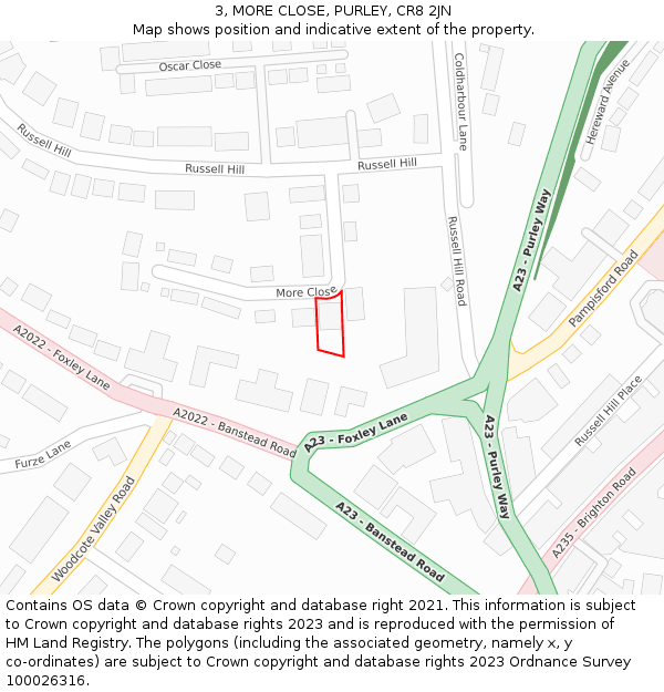 3, MORE CLOSE, PURLEY, CR8 2JN: Location map and indicative extent of plot