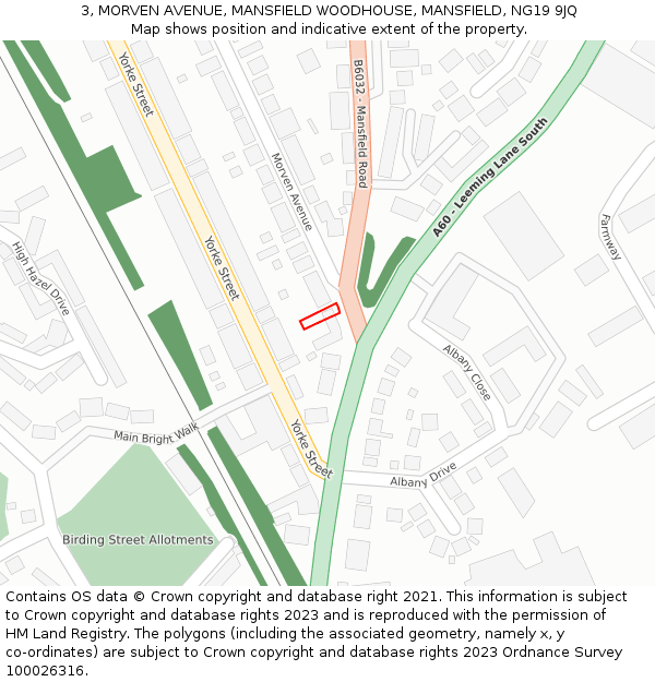 3, MORVEN AVENUE, MANSFIELD WOODHOUSE, MANSFIELD, NG19 9JQ: Location map and indicative extent of plot