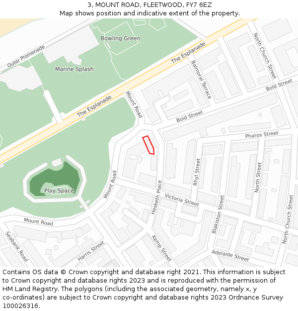 3, MOUNT ROAD, FLEETWOOD, FY7 6EZ: Location map and indicative extent of plot