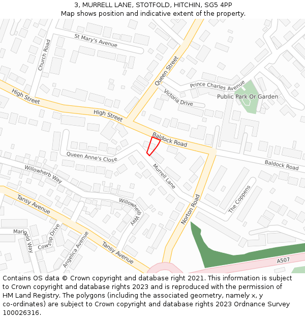 3, MURRELL LANE, STOTFOLD, HITCHIN, SG5 4PP: Location map and indicative extent of plot