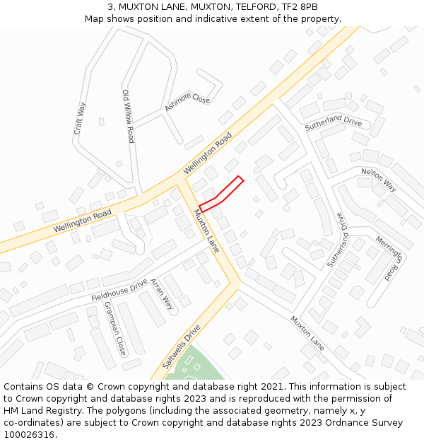 3, MUXTON LANE, MUXTON, TELFORD, TF2 8PB: Location map and indicative extent of plot