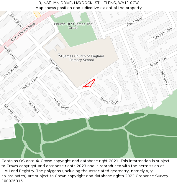 3, NATHAN DRIVE, HAYDOCK, ST HELENS, WA11 0GW: Location map and indicative extent of plot
