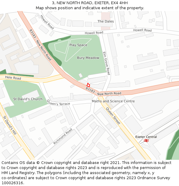 3, NEW NORTH ROAD, EXETER, EX4 4HH: Location map and indicative extent of plot
