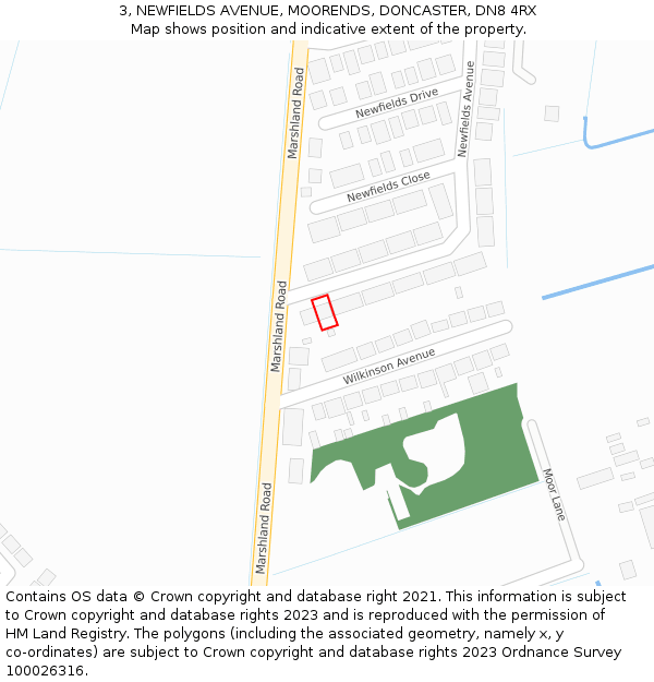 3, NEWFIELDS AVENUE, MOORENDS, DONCASTER, DN8 4RX: Location map and indicative extent of plot