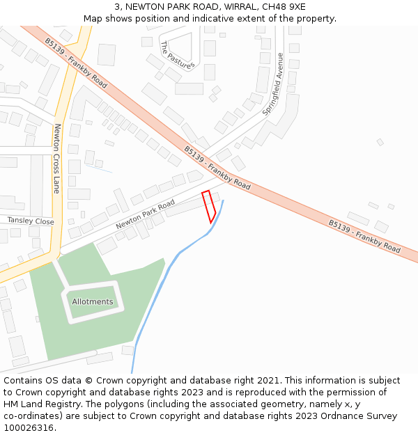 3, NEWTON PARK ROAD, WIRRAL, CH48 9XE: Location map and indicative extent of plot