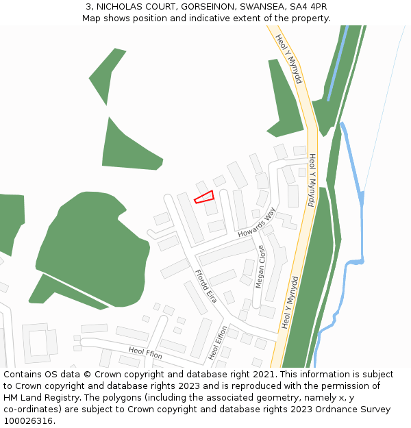 3, NICHOLAS COURT, GORSEINON, SWANSEA, SA4 4PR: Location map and indicative extent of plot