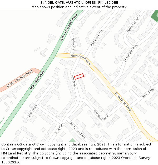 3, NOEL GATE, AUGHTON, ORMSKIRK, L39 5EE: Location map and indicative extent of plot