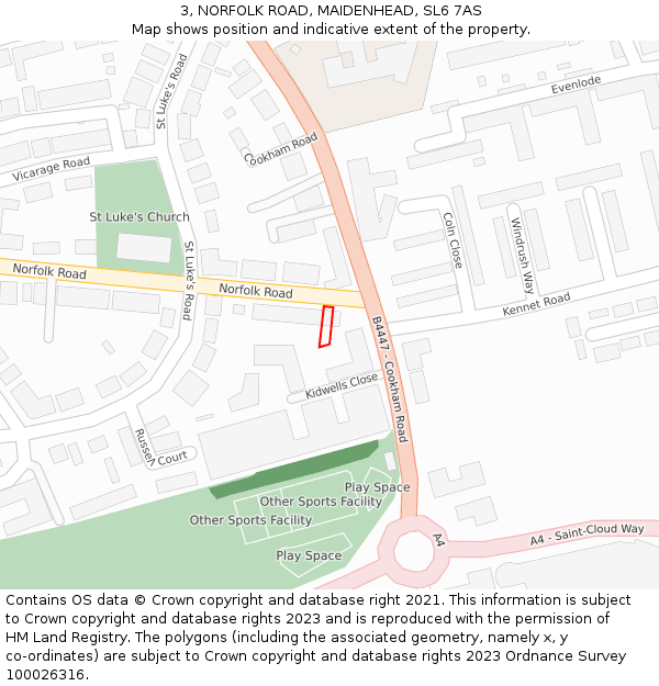 3, NORFOLK ROAD, MAIDENHEAD, SL6 7AS: Location map and indicative extent of plot