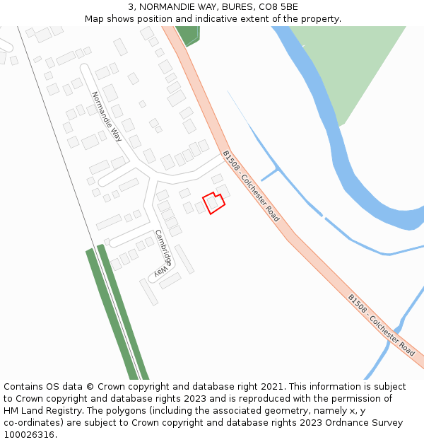 3, NORMANDIE WAY, BURES, CO8 5BE: Location map and indicative extent of plot