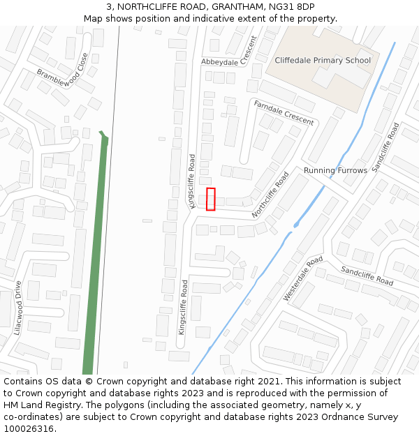 3, NORTHCLIFFE ROAD, GRANTHAM, NG31 8DP: Location map and indicative extent of plot