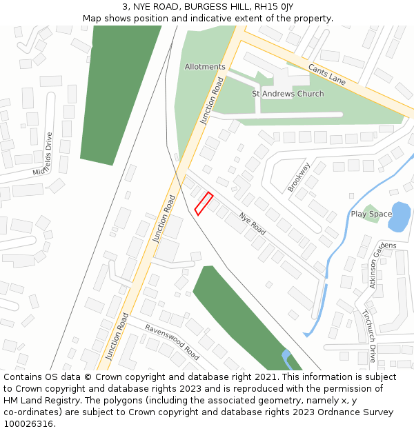 3, NYE ROAD, BURGESS HILL, RH15 0JY: Location map and indicative extent of plot