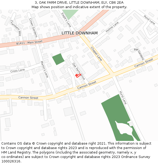 3, OAK FARM DRIVE, LITTLE DOWNHAM, ELY, CB6 2EA: Location map and indicative extent of plot