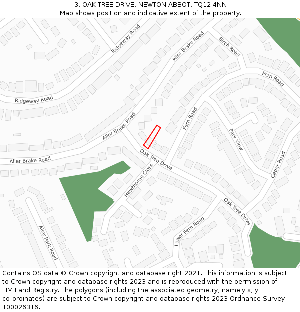 3, OAK TREE DRIVE, NEWTON ABBOT, TQ12 4NN: Location map and indicative extent of plot