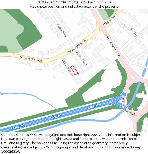 3, OAKLANDS GROVE, MAIDENHEAD, SL6 2EQ: Location map and indicative extent of plot