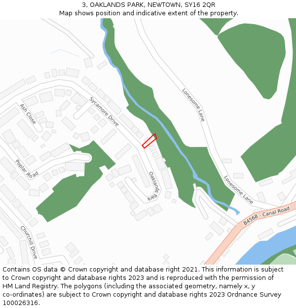 3, OAKLANDS PARK, NEWTOWN, SY16 2QR: Location map and indicative extent of plot