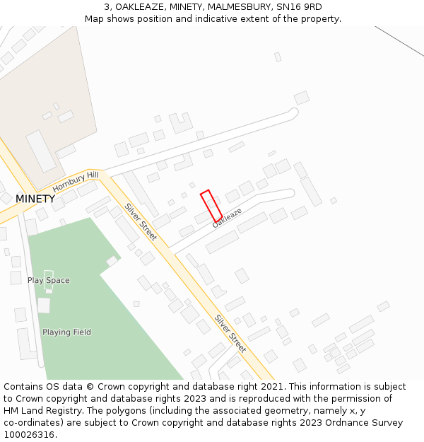 3, OAKLEAZE, MINETY, MALMESBURY, SN16 9RD: Location map and indicative extent of plot