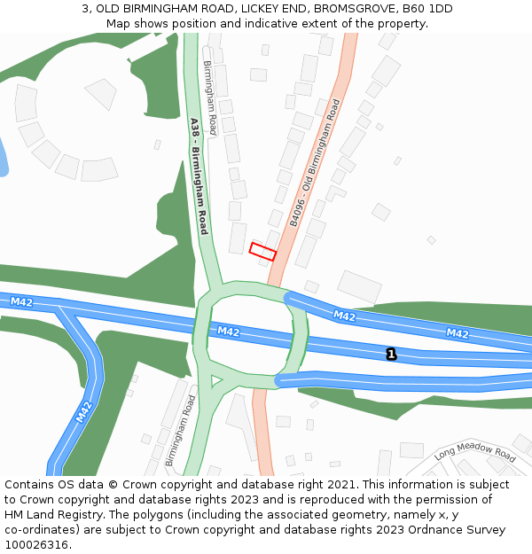 3, OLD BIRMINGHAM ROAD, LICKEY END, BROMSGROVE, B60 1DD: Location map and indicative extent of plot